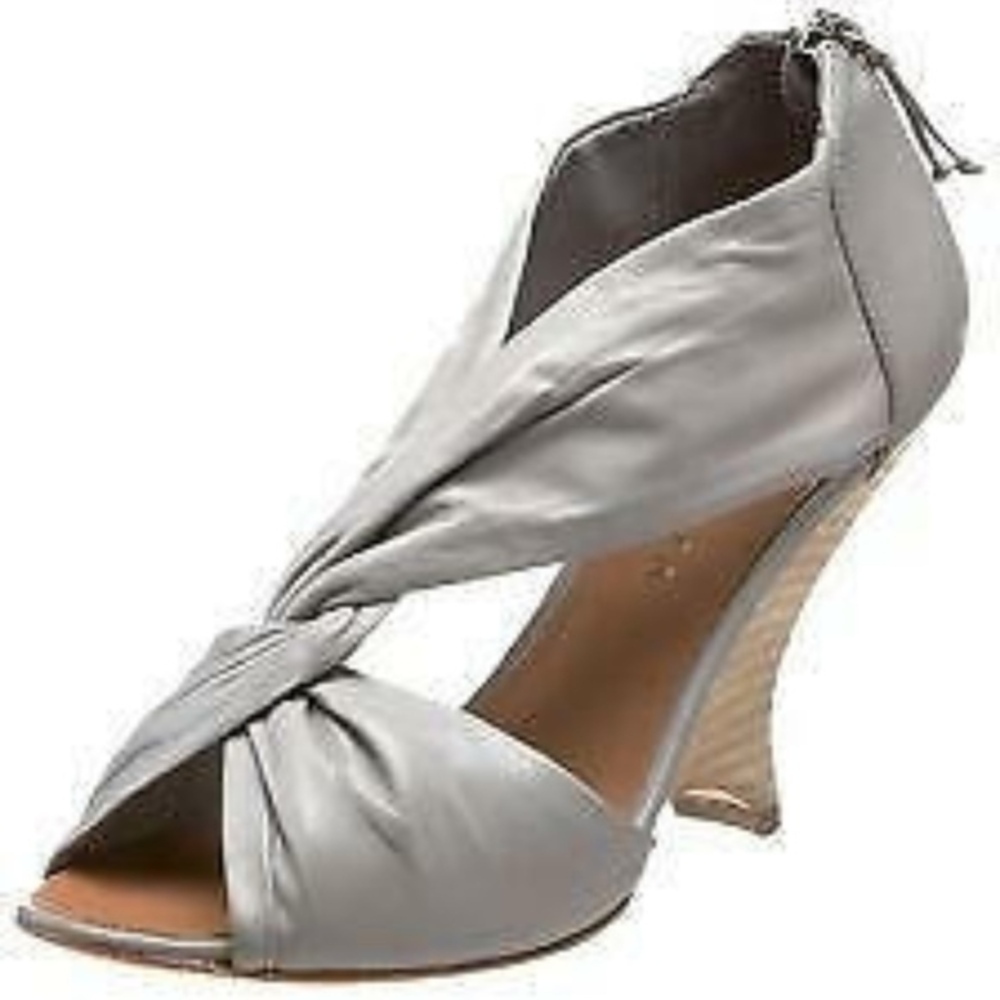 Apepazza Itialian Grey Nappa Leather Wedge Sandal